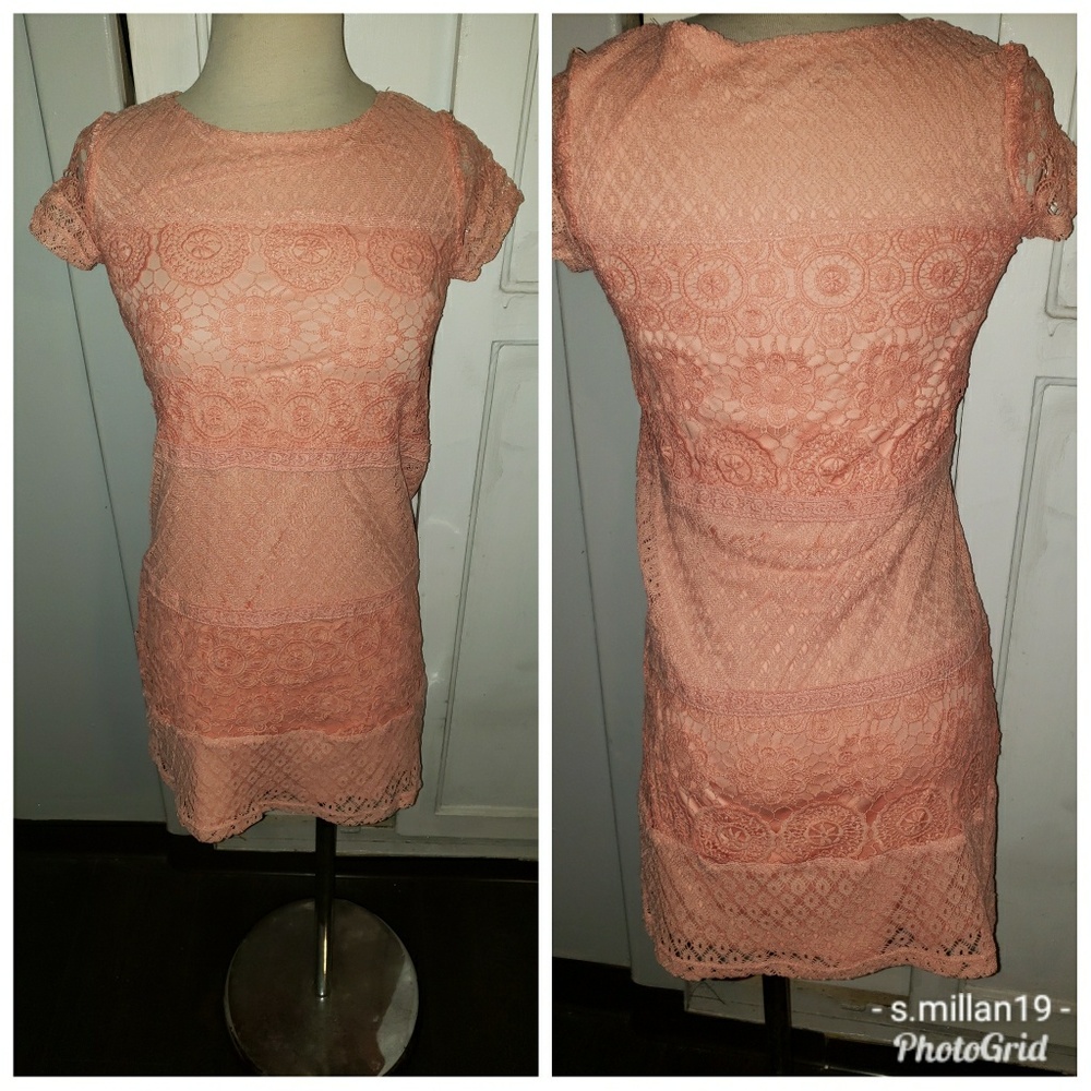 Coral crochet dress